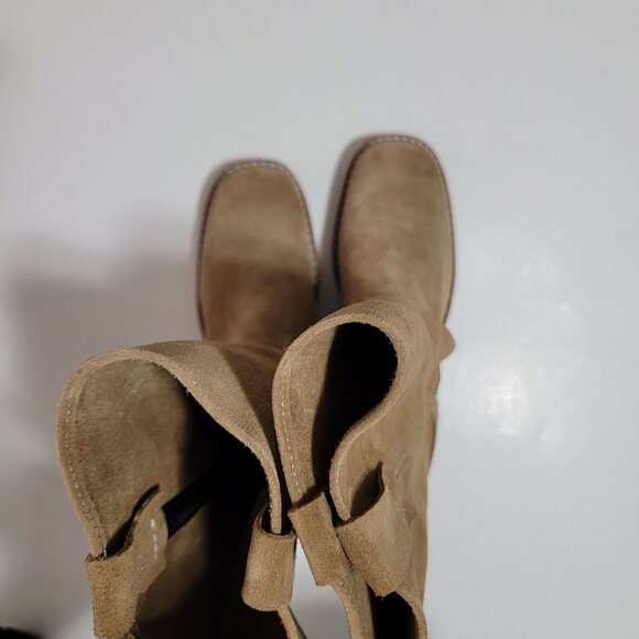 NEW Frye Campus 12R Boots Womens 8.5 Tan Buck Suede Western Barn Contemporary - Picture 6 of 11